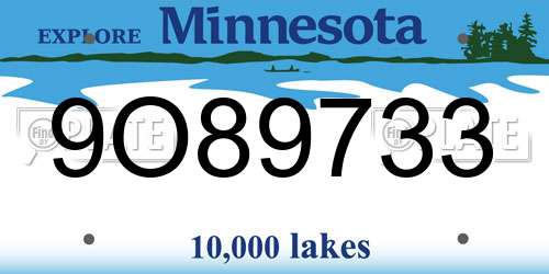 9O89733 Minnesota License Plate