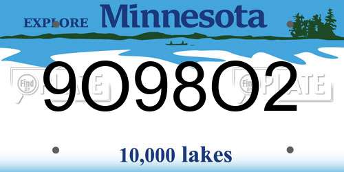 9O98O2 Minnesota License Plate