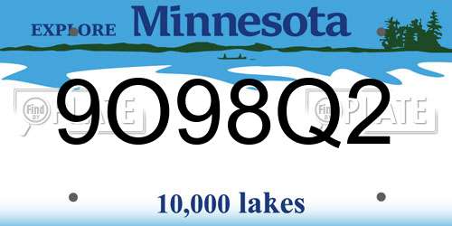 9O98Q2 Minnesota License Plate
