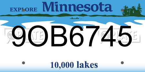 9OB6745 Minnesota License Plate