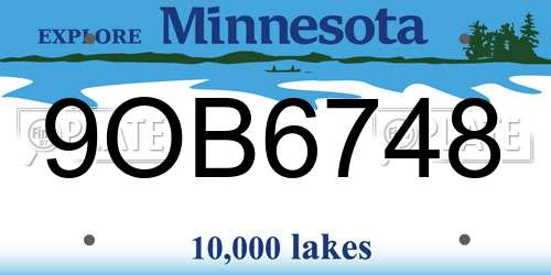 9OB6748 Minnesota License Plate