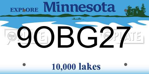 9OBG27 Minnesota License Plate