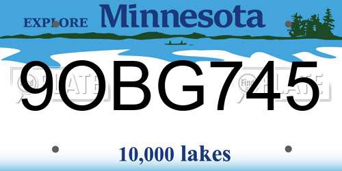 9OBG745 Minnesota License Plate