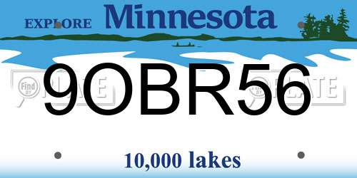 9OBR56 Minnesota License Plate