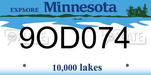 9OD074 Minnesota License Plate