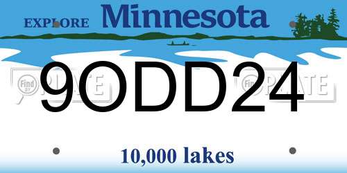 9ODD24 Minnesota License Plate