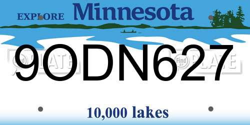 9ODN627 Minnesota License Plate