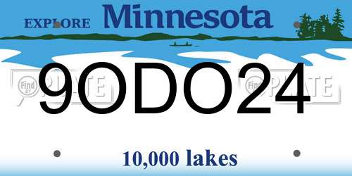 9ODO24 Minnesota License Plate