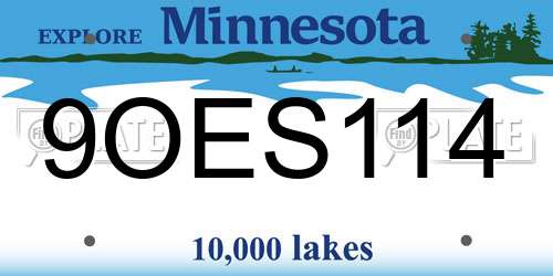 9OES114 Minnesota License Plate