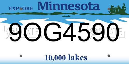 9OG4590 Minnesota License Plate