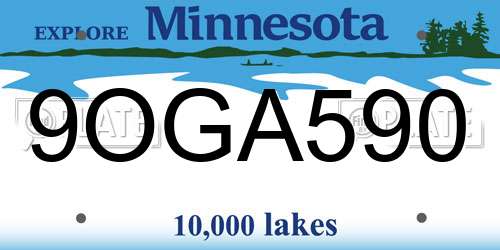 9OGA590 Minnesota License Plate
