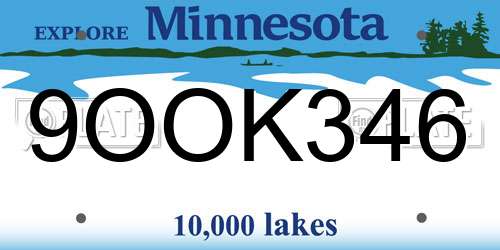 9OOK346 Minnesota License Plate