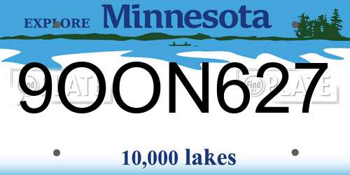 9OON627 Minnesota License Plate