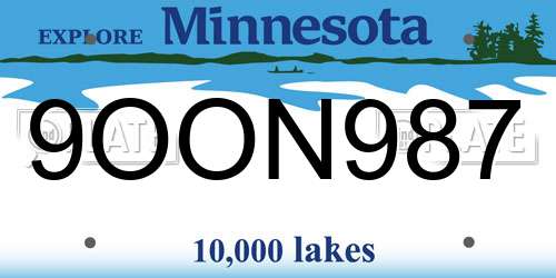 9OON987 Minnesota License Plate