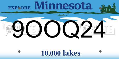 9OOQ24 Minnesota License Plate