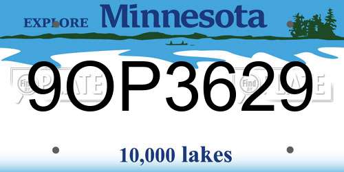 9OP3629 Minnesota License Plate