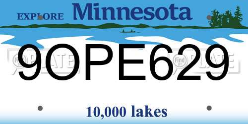 9OPE629 Minnesota License Plate