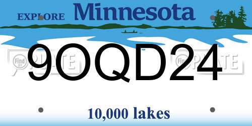9OQD24 Minnesota License Plate