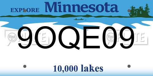 9OQE09 Minnesota License Plate