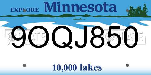 9OQJ850 Minnesota License Plate