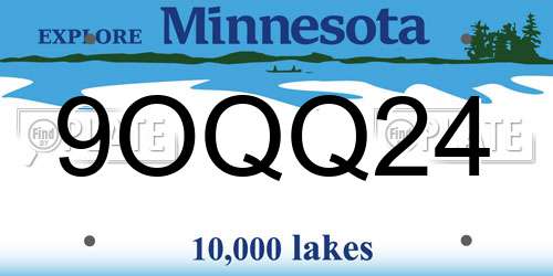 9OQQ24 Minnesota License Plate
