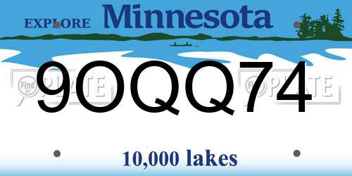 9OQQ74 Minnesota License Plate