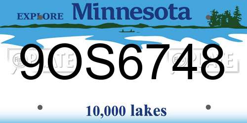9OS6748 Minnesota License Plate