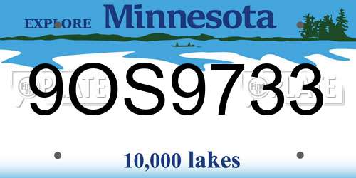 9OS9733 Minnesota License Plate