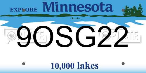 9OSG22 Minnesota License Plate