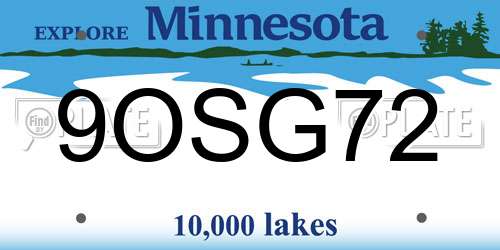 9OSG72 Minnesota License Plate
