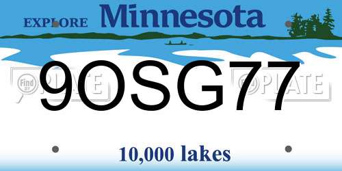 9OSG77 Minnesota License Plate