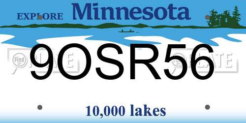 9OSR56 Minnesota License Plate
