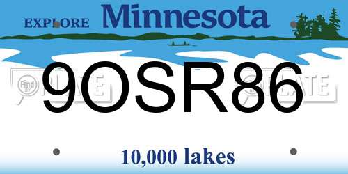 9OSR86 Minnesota License Plate
