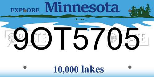 9OT5705 Minnesota License Plate