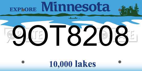 9OT8208 Minnesota License Plate