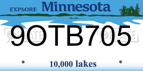 9OTB705 Minnesota License Plate