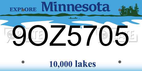 9OZ5705 Minnesota License Plate