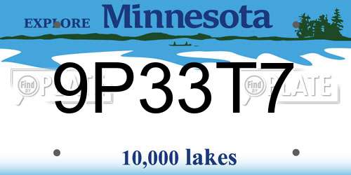 9P33T7 Minnesota License Plate