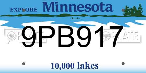 9PB917 Minnesota License Plate