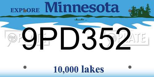 9PD352 Minnesota License Plate