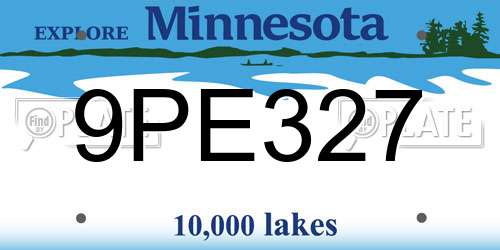 9PE327 Minnesota License Plate