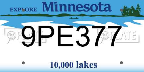 9PE377 Minnesota License Plate