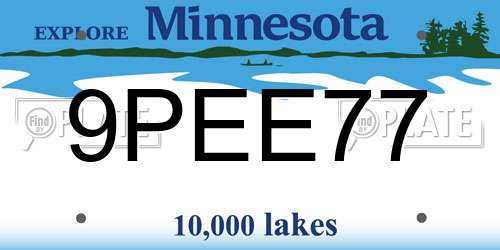 9PEE77 Minnesota License Plate