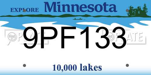 9PF133 Minnesota License Plate