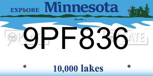 9PF836 Minnesota License Plate