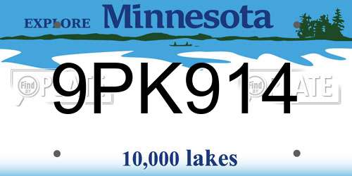 9PK914 Minnesota License Plate