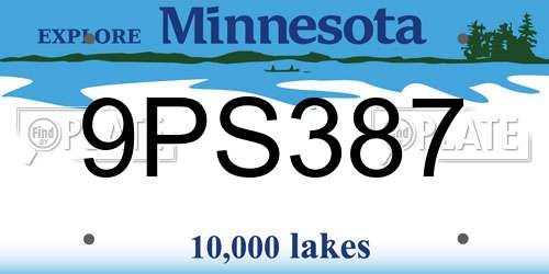 9PS387 Minnesota License Plate