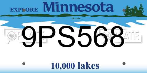 9PS568 Minnesota License Plate