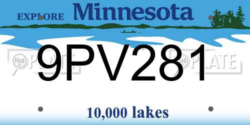 9PV281 Minnesota License Plate