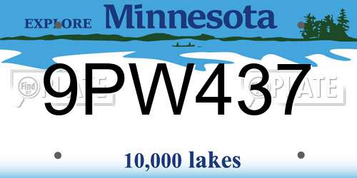 9PW437 Minnesota License Plate